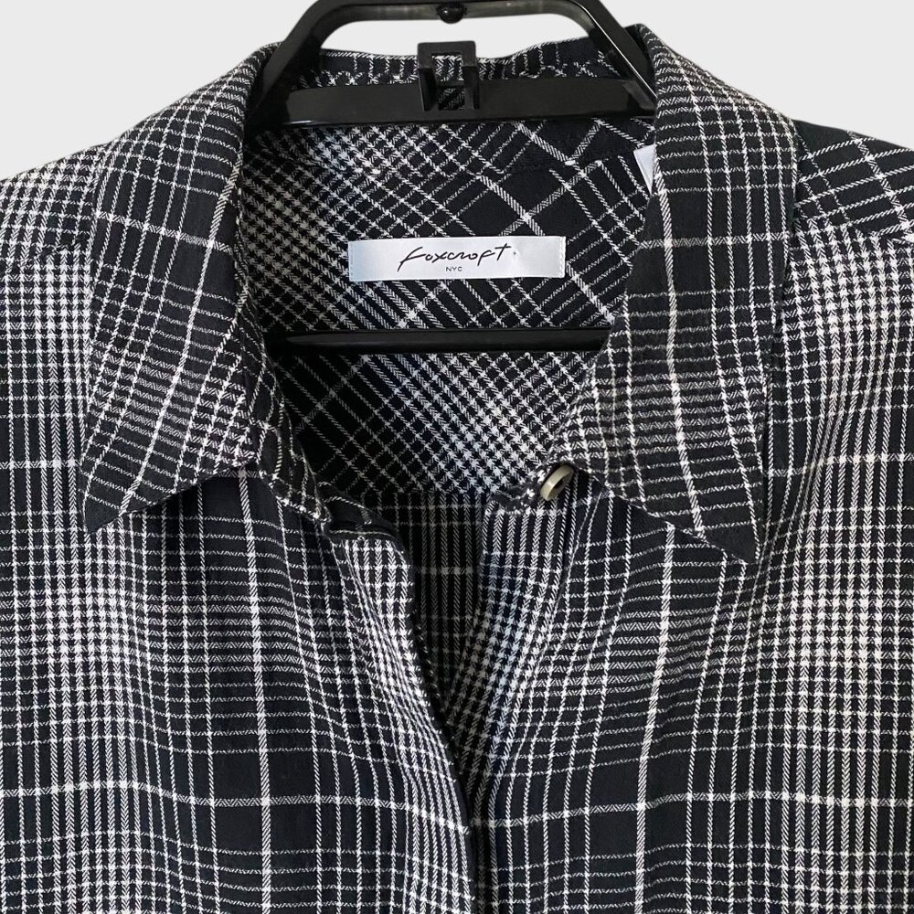 Foxcroft Cici Plaid Perfection Tunic Black Women's Size 14 Button-Up Long-Sleeve - Picture 5 of 12
